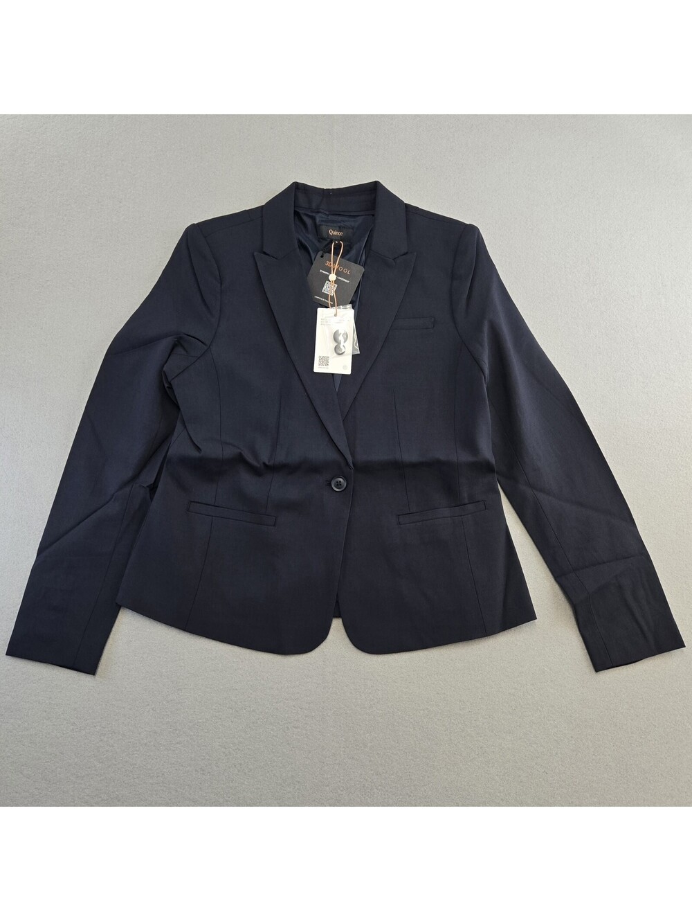 Quince Italian Wool Tailored Blazer Womens S Navy Virgin Wool One Button NWT